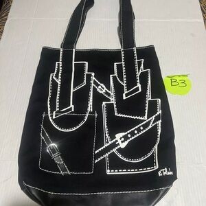 Isabel Toledo Lane Bryant Purse Black White Large Shoulder Shopping Bag